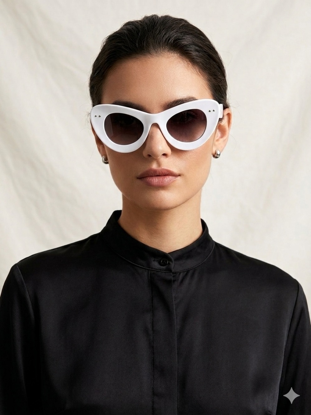 Retro Mod Euro Summer White Cat Eye Sunglasses Thick Frame UV Protection